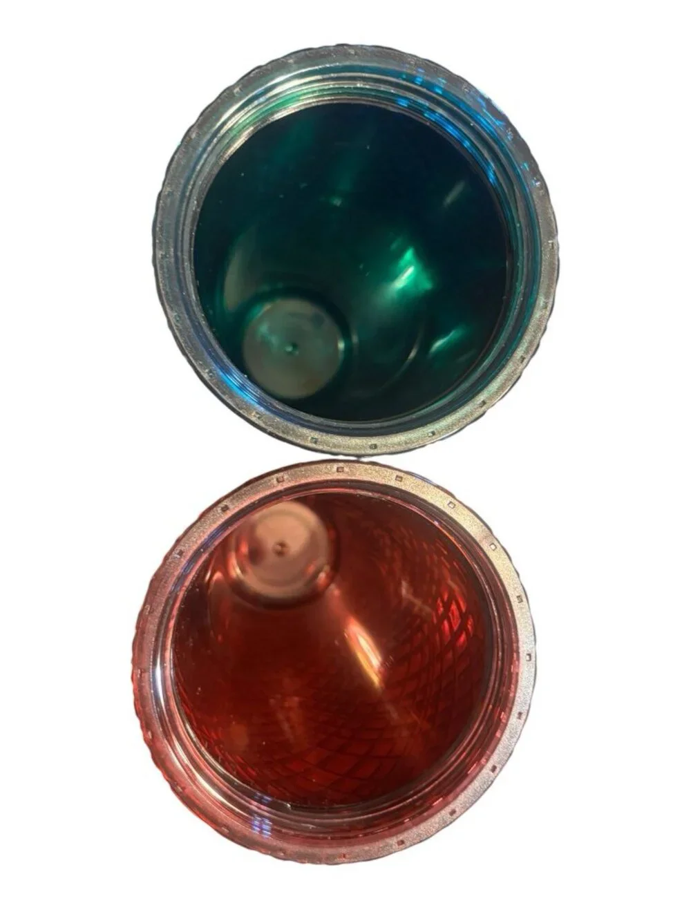 Two Starbucks Jeweled Venti Cold Cup Tumblers 24oz Emerald Green & Ruby Red New